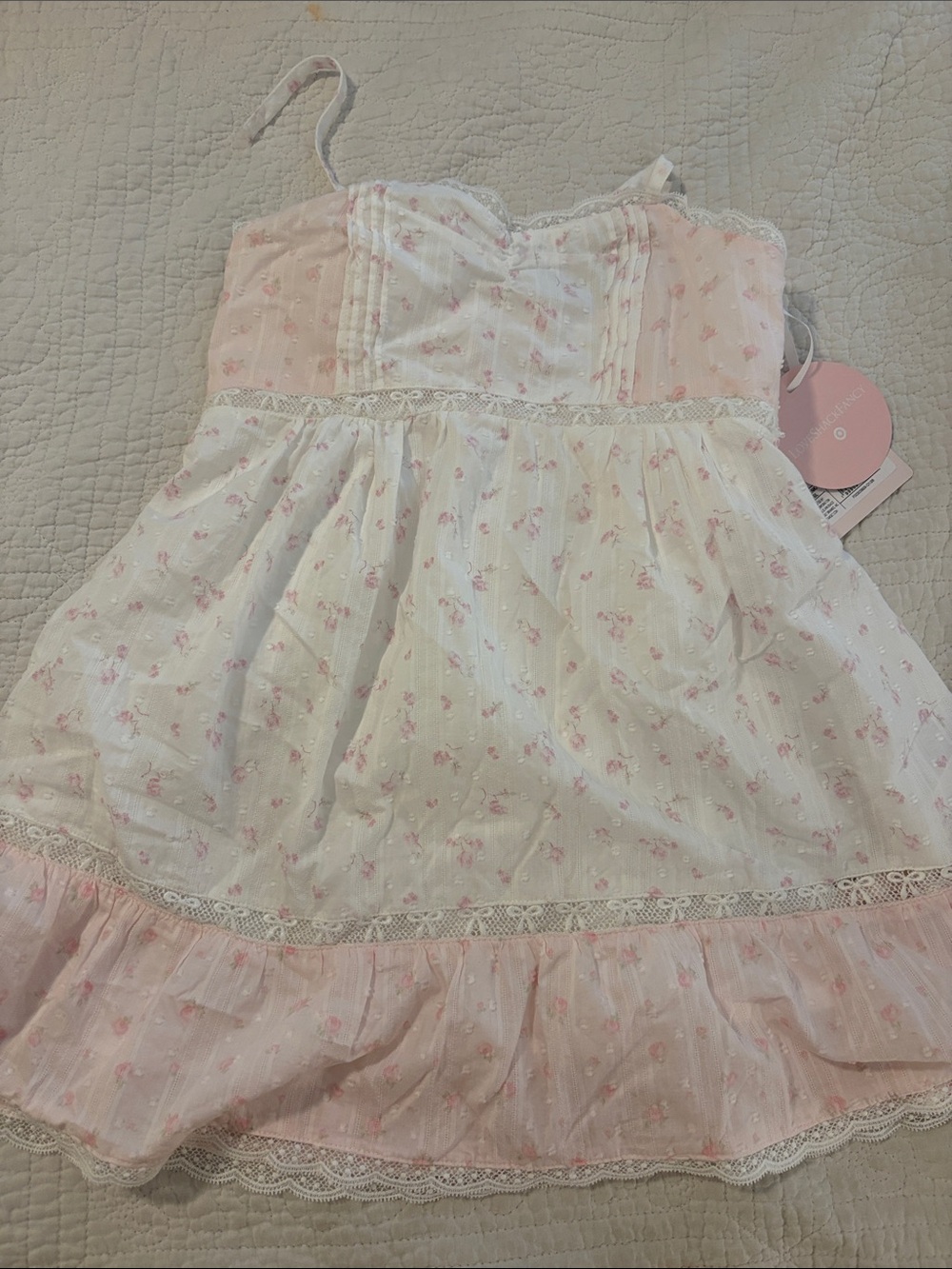 LoveShackFancy Girls Pink and White Floral Sundress